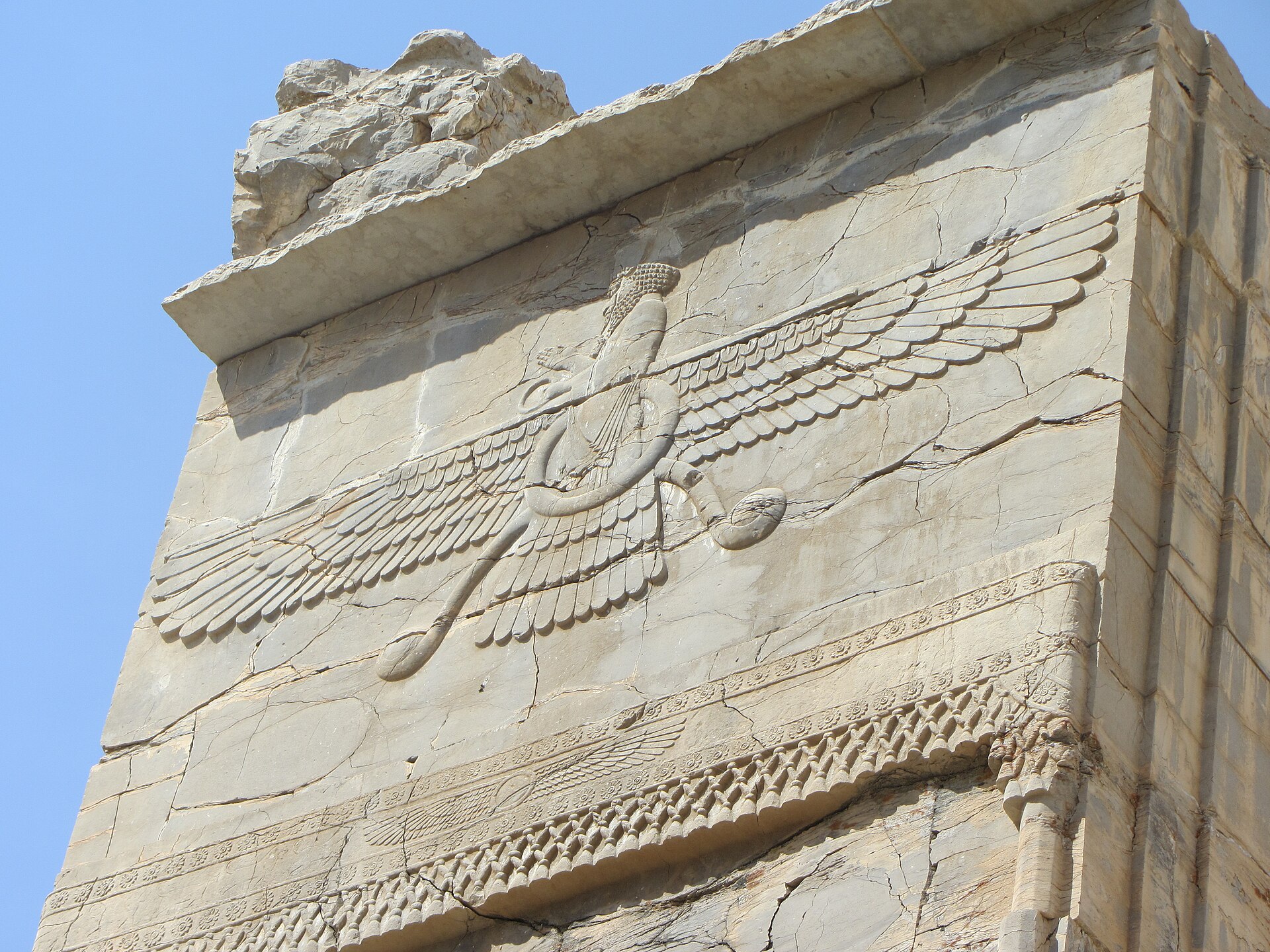 The Faravahar carved in stone at Persepolis