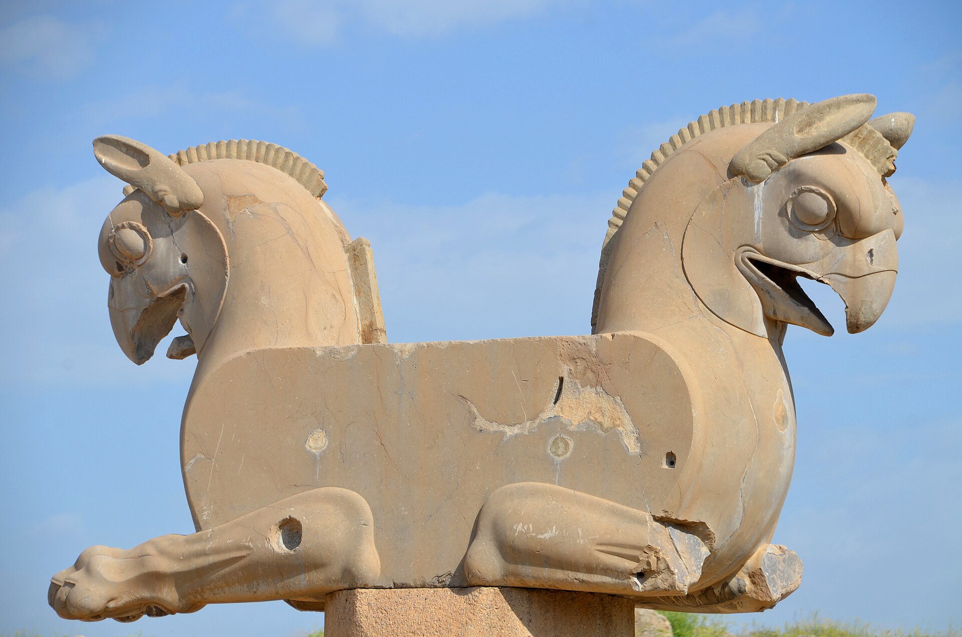 Double-griffin homa-bird column capital from Persepolis