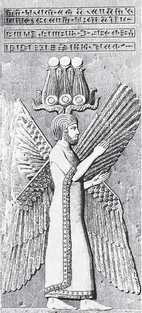 The Winged Genius — The four-winged guardian of Cyrus's gate, robed and crowned, neither wholly man nor wholly spirit.
